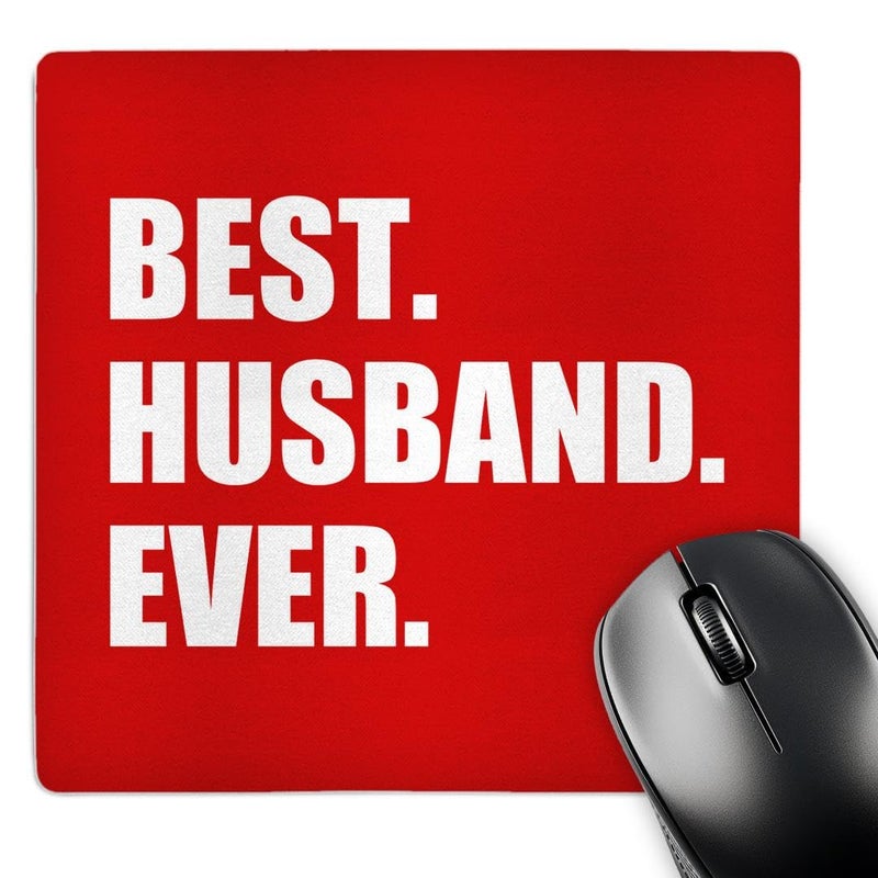3dRose LLC 8 x 8 x 0.25 Inches Mouse Pad, Red Best Husband Ever - White Text Anniversary Romantic Gift for Him - (mp_179724_1) - Image 1