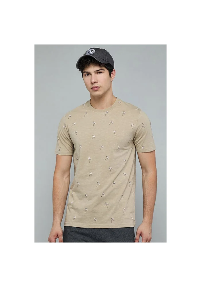 أر أند بي Printed T-Shirt with Crew Neck and Short Sleeves