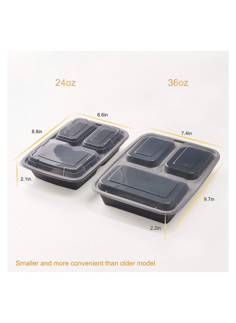 Generic - 20 Pack 3 Compartment Meal Prep Containers with Lids - Image 1