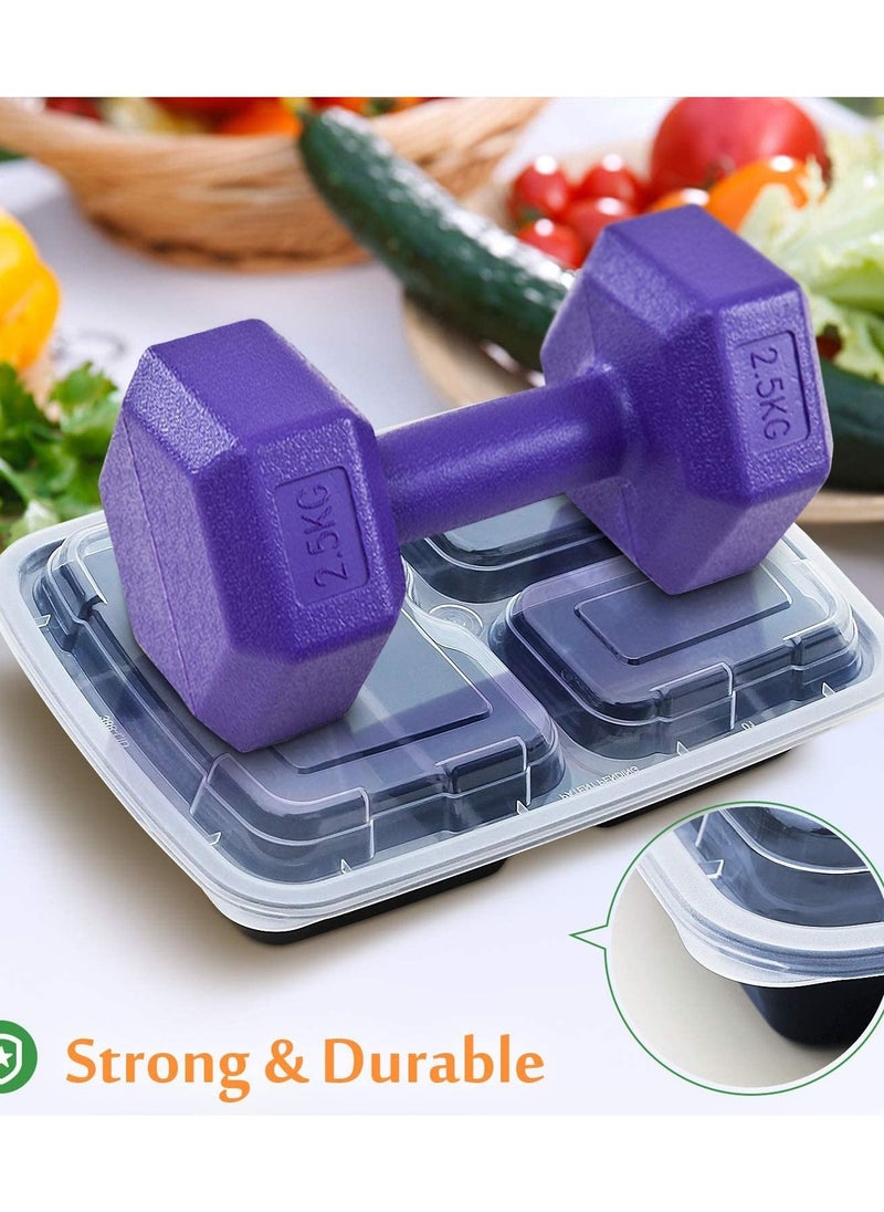 Generic - 20 Pack 3 Compartment Meal Prep Containers with Lids - Image 1