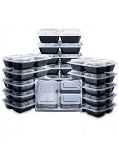 20 Pack 3 Compartment Meal Prep Containers with Lids