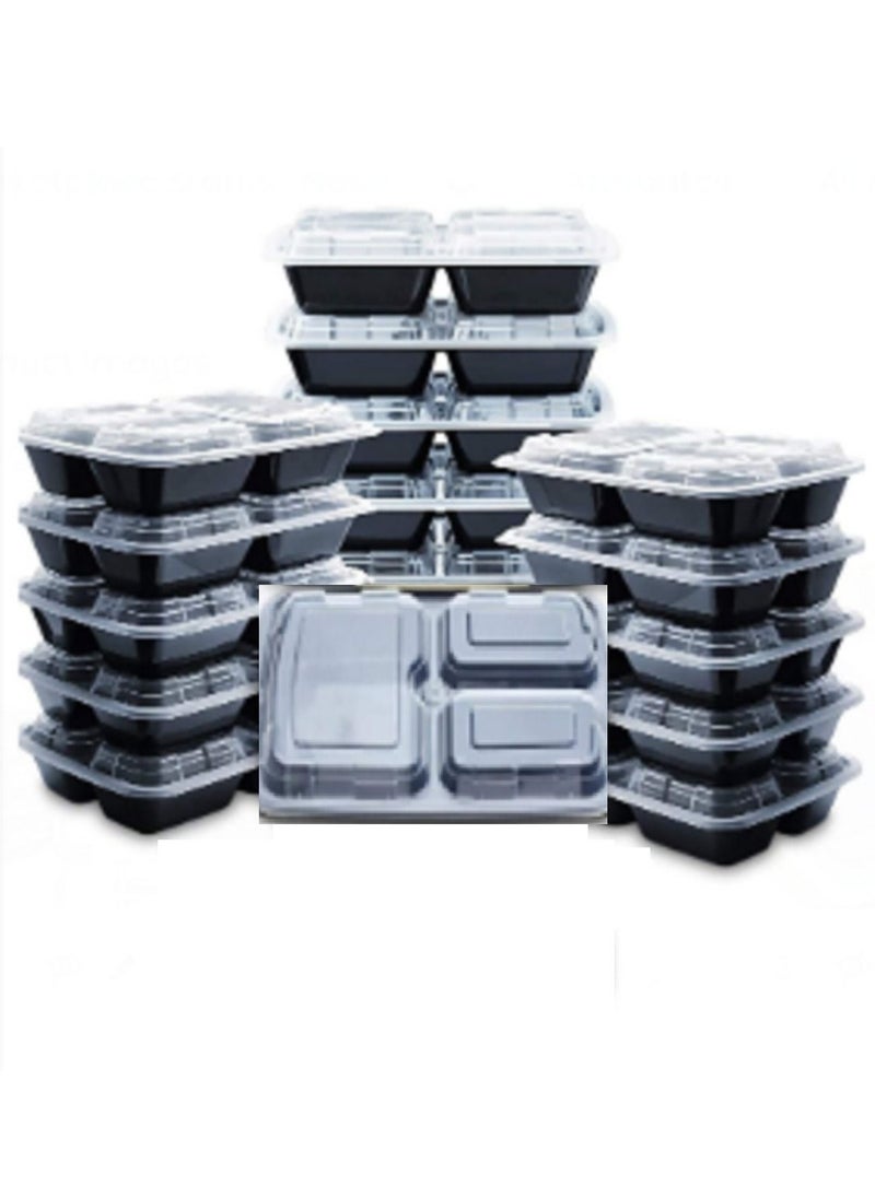 Generic - 20 Pack 3 Compartment Meal Prep Containers with Lids - Image 1