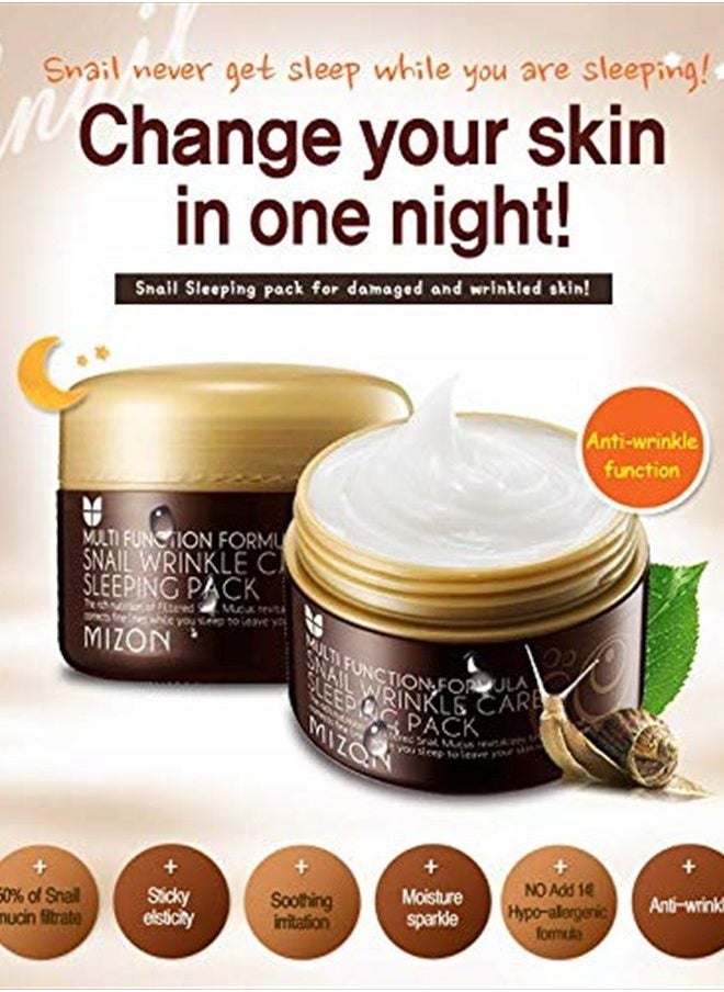 MIZON Snail Line, Snail Wrinkle Care Sleeping Pack, Nourishing mask, Firming mask, for damaged skin, anti-wrinkle care, (2.7 FL oz)  - Image 4