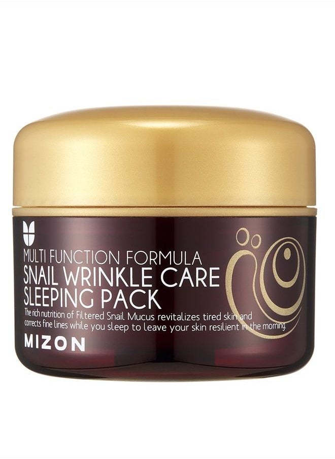MIZON Snail Line, Snail Wrinkle Care Sleeping Pack, Nourishing mask, Firming mask, for damaged skin, anti-wrinkle care, (2.7 FL oz)  - Image 1