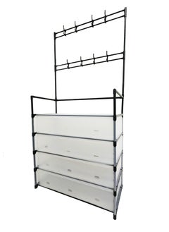 Yara Essentials Shoe Racks Storage , Coat and Shoe Rack , Coat Rack with Shoe Storage , Upgrade 5 Tier Shoe Rack , Black Shoe Rack , Shoe Storage Organizer , Shoe Shelf with 8 Hooks for Bedroom , Hallway , Office - Hat and Bag Organizer  - Shoe Storage - Dust Proof and Adjustable Height  - Image 2