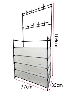 Yara Essentials Shoe Racks Storage , Coat and Shoe Rack , Coat Rack with Shoe Storage , Upgrade 5 Tier Shoe Rack , Black Shoe Rack , Shoe Storage Organizer , Shoe Shelf with 8 Hooks for Bedroom , Hallway , Office - Hat and Bag Organizer  - Shoe Storage - Dust Proof and Adjustable Height  - Image 3
