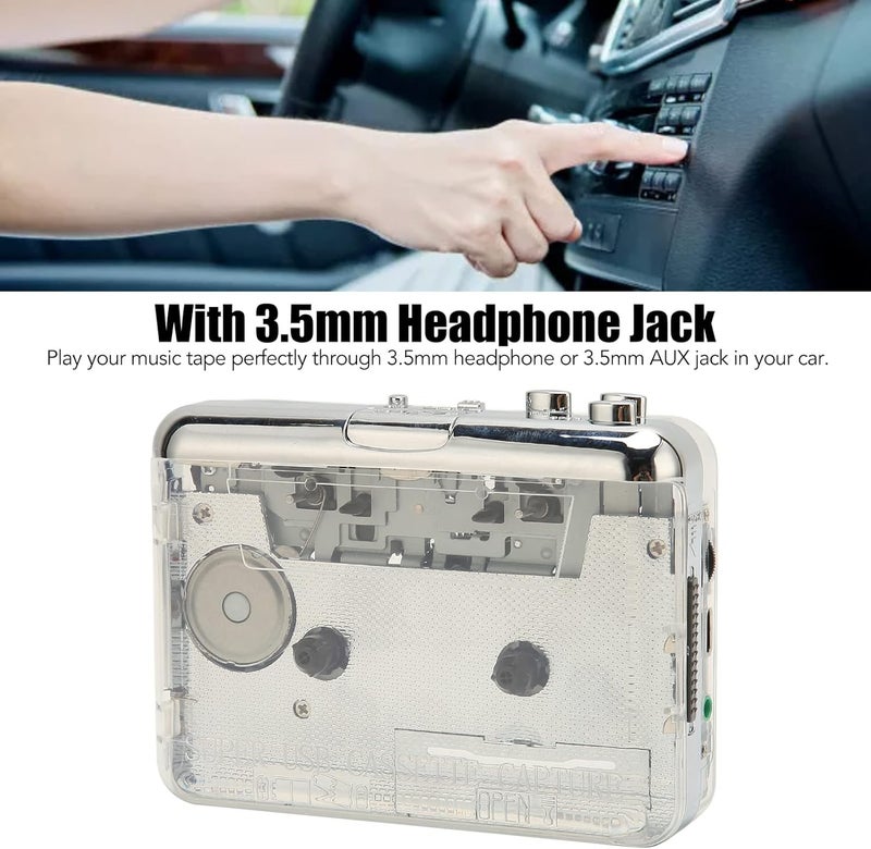 klarako Portable Cassette Player, Auto Reverse, Portable for Walkman, Wide Compatibility, with 3.5mm Headphone Jack, USB Powered - Image 4