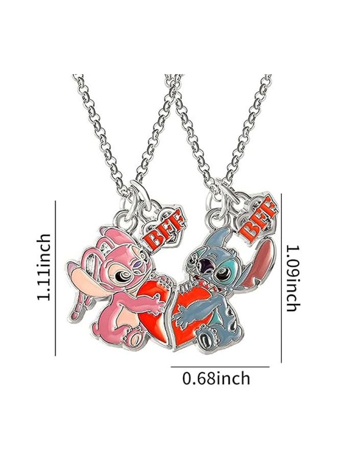 هابي دي قلادة ستتش للصديقة المفضلة، قلادة قلب متطابقة للصداقة لفتيات، مجوهرات لييلو وستتش للأصدقاء، أفضل صديقة - Image 4