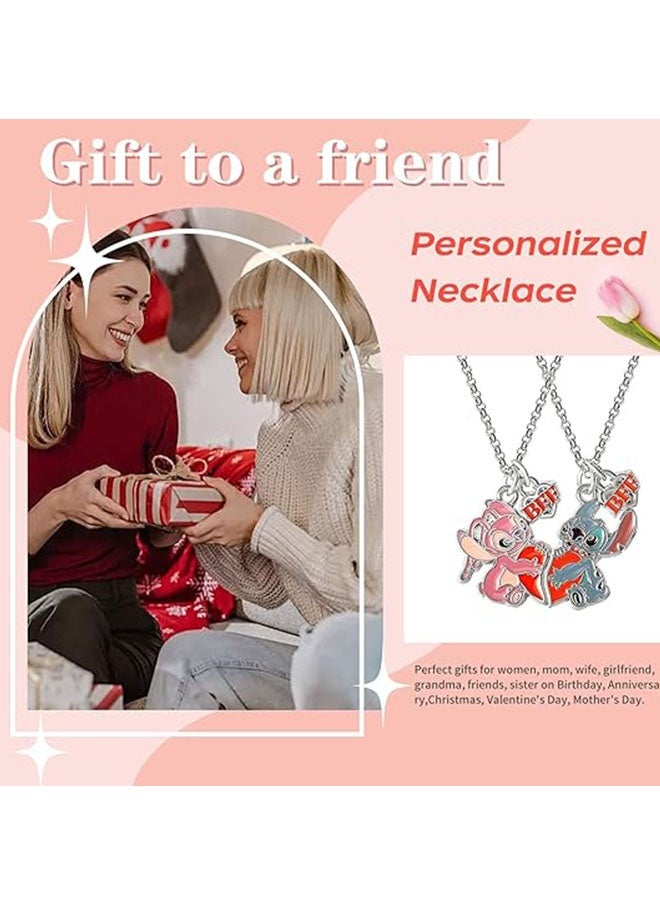 هابي دي قلادة ستتش للصديقة المفضلة، قلادة قلب متطابقة للصداقة لفتيات، مجوهرات لييلو وستتش للأصدقاء، أفضل صديقة - Image 5