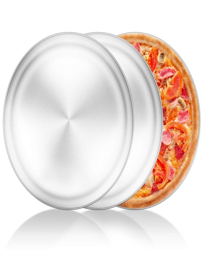Yododo 13½ inch Pizza Pan Set, Set of 3, Stainless Steel Pizza Pan Set Large Pizza Oven Pans Tray for Baking Serving, Healthy & Heavy Duty, Dishwasher Safe & Easy Clean - Image 1