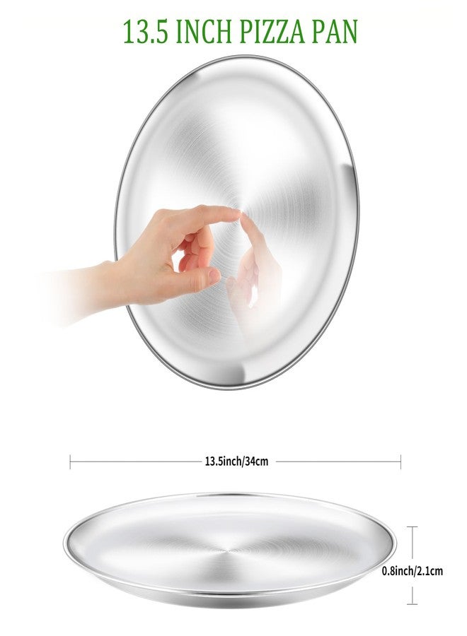 Yododo 13½ inch Pizza Pan Set, Set of 3, Stainless Steel Pizza Pan Set Large Pizza Oven Pans Tray for Baking Serving, Healthy & Heavy Duty, Dishwasher Safe & Easy Clean - Image 3