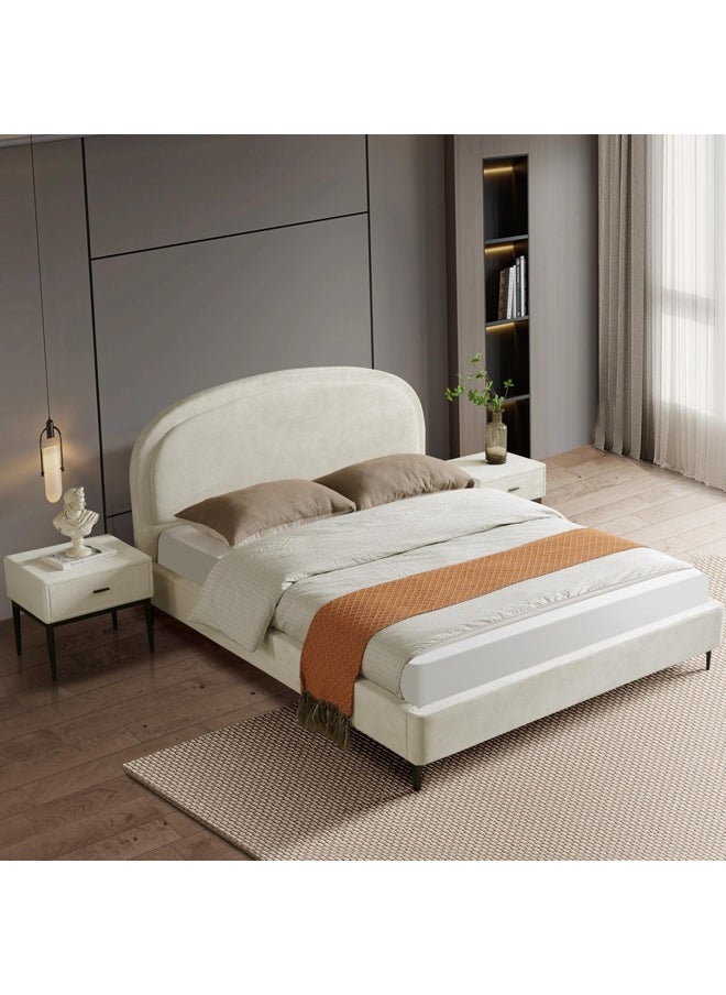 Home Canvas OSAKA King Upholstered Bed with Curved Headboard & Metal Feet (180x200)  - Image 2