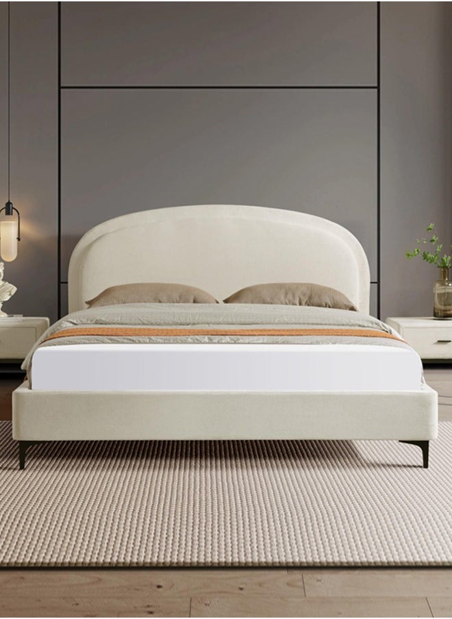 Home Canvas OSAKA King Upholstered Bed with Curved Headboard & Metal Feet (180x200)  - Image 3