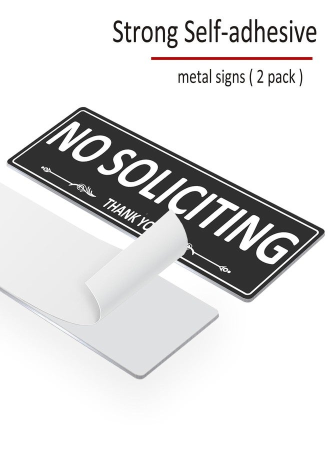 i-CowFun (2 Pack) No Soliciting Sign for House Door, Metal Self-Adhesive No Solicitation Signs for Business Home, 7.5 x 2.5 inches Aluminum No solicitors Signs for Office Gate Window, No Fade Rust Free - Image 5