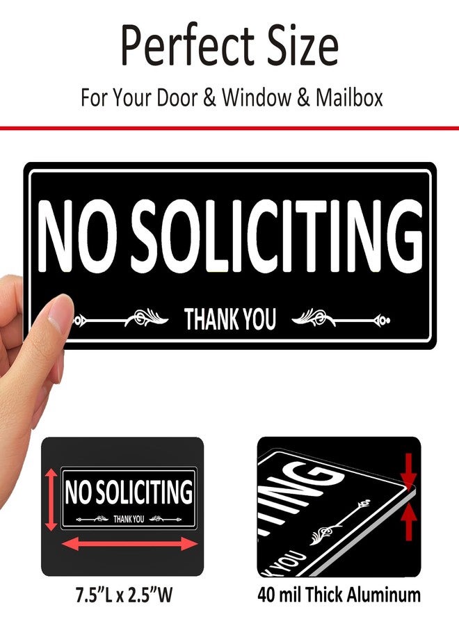 i-CowFun (2 Pack) No Soliciting Sign for House Door, Metal Self-Adhesive No Solicitation Signs for Business Home, 7.5 x 2.5 inches Aluminum No solicitors Signs for Office Gate Window, No Fade Rust Free - Image 3
