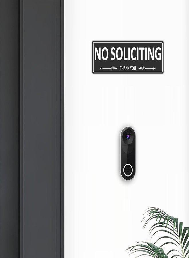 i-CowFun (2 Pack) No Soliciting Sign for House Door, Metal Self-Adhesive No Solicitation Signs for Business Home, 7.5 x 2.5 inches Aluminum No solicitors Signs for Office Gate Window, No Fade Rust Free - Image 2