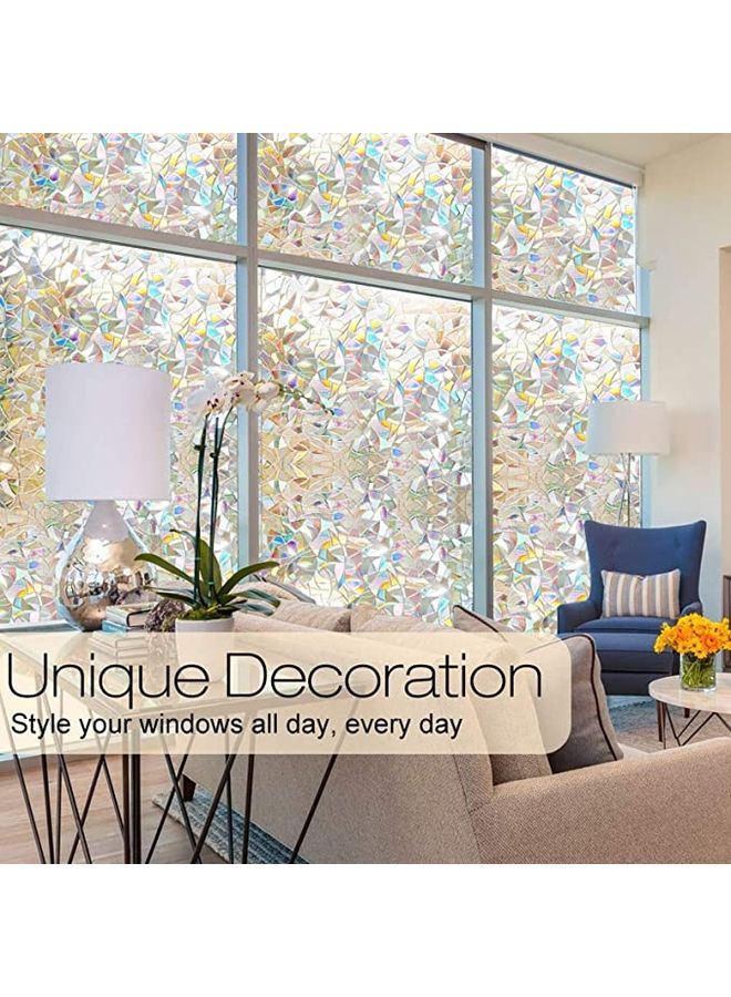 Privacy Film, Rainbow Clings, 3D Decorative Vinyl, Stained Glass Decals, Static Cling Window Sticker Non-Adhesive Multicolour 45 x 200cm - Image 3