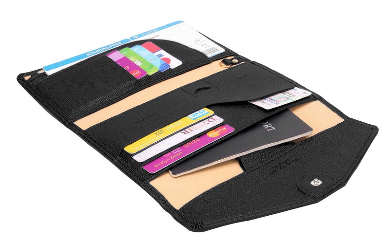 ZOPPEN ZOPPEN Passport Holder, Rfid Blocking Passport Wallet (Ver.4) Travel Essentials for Flying Tri-fold Document Organizer Holder, Black 1  - Image 3