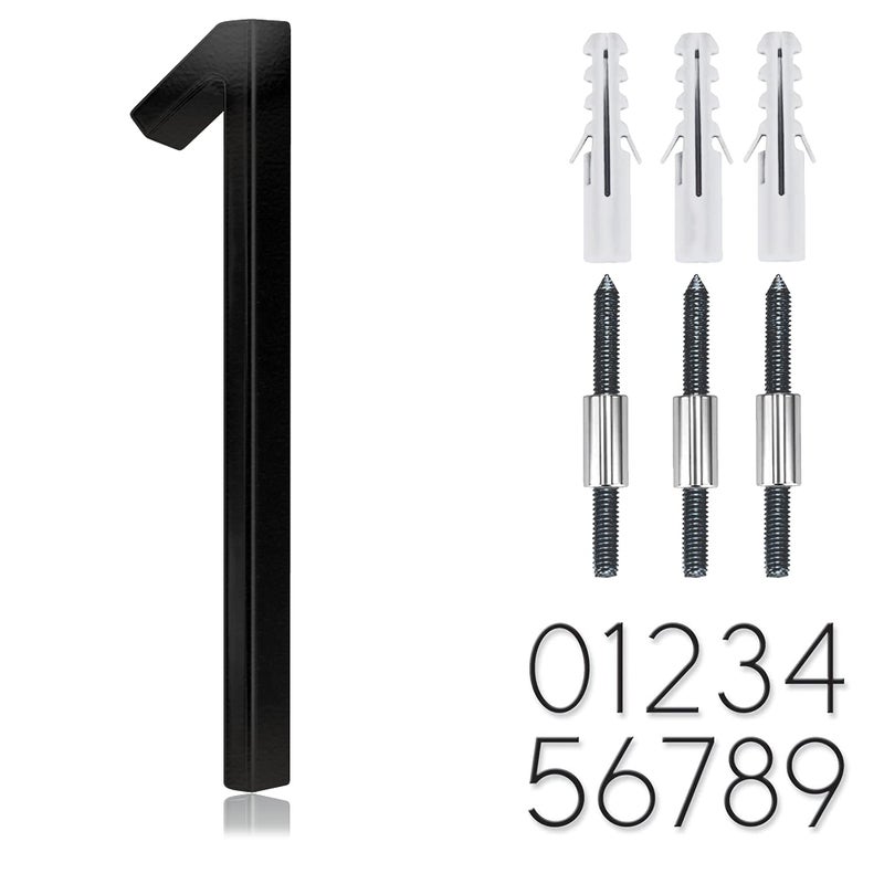 OLADOT 5" Stainless Steel Floating House Number, Metal Modern House Numbers, Garden Door Mailbox Decor Number with Nail Kit, Coated Black, 911 Visibility Signage (1) - Image 1