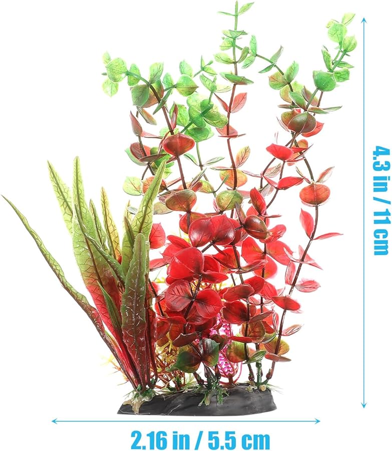 Tehaux Artificial Aquatic Plants 2Pcs Green Plastic Fish Tank Decor For Shelter - Image 3