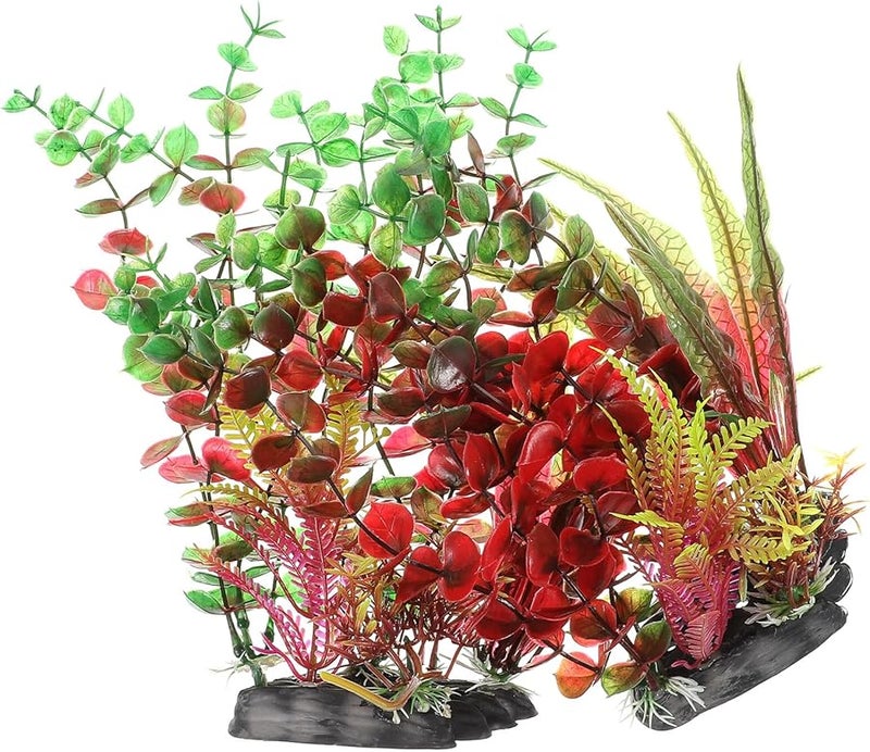 Tehaux Artificial Aquatic Plants 2Pcs Green Plastic Fish Tank Decor For Shelter - Image 1