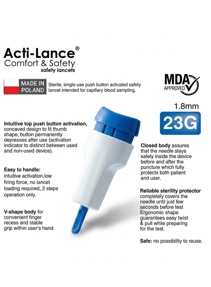 أكتي-لانس إبر وخز أكتي لانس Acti-Lance الاصلية مقاس23G | عبوة 100 قطعة صناعة أوروبية - للاستخدام الآمن لمرة واحدة - Image 2