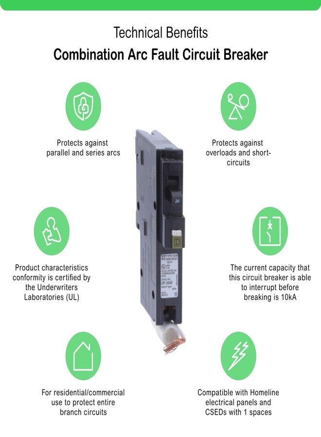 Schneider Electric Square D - HOM120CAFIC Homeline 20 Amp Single-Pole CAFCI Circuit Breaker - Image 2