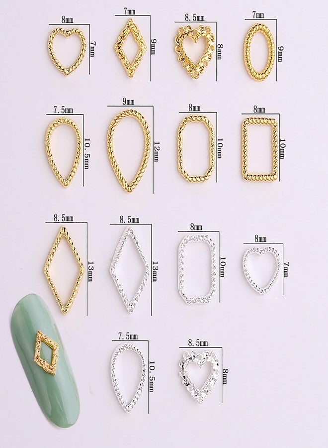 HYWWPFLAY HYWWPFLA 110pcs Frame Nail Charms Gothic Nail Art Charms 3D Hollow Out Frame Charms for Nail Designs Metal Nail Jewels Gold Silver Nail Art Decoration for DIY Manicure Accessories - Image 4