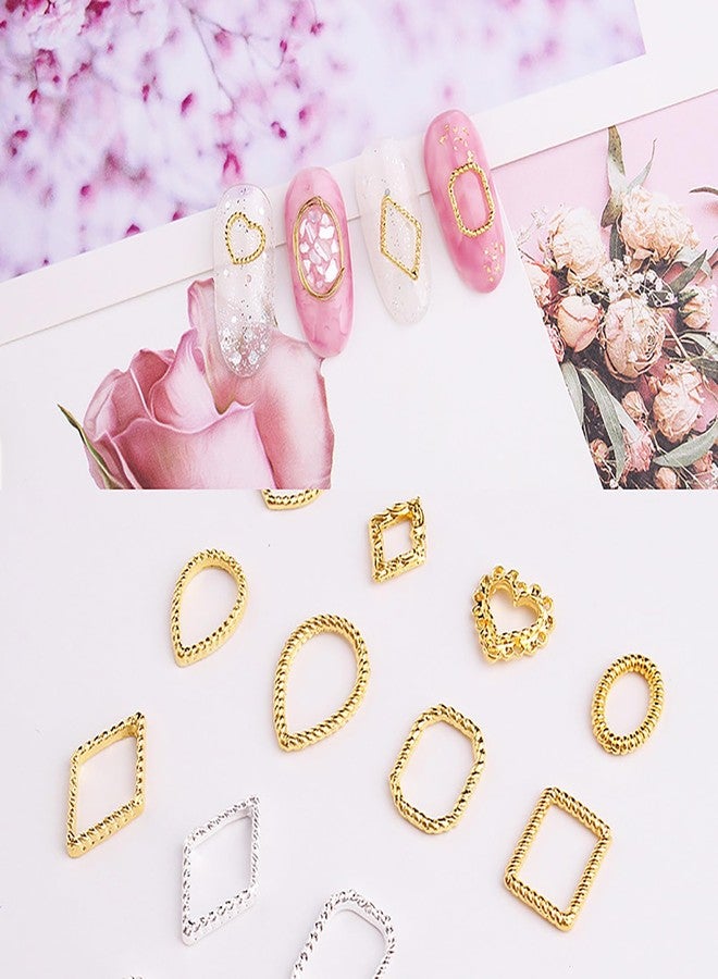 HYWWPFLAY HYWWPFLA 110pcs Frame Nail Charms Gothic Nail Art Charms 3D Hollow Out Frame Charms for Nail Designs Metal Nail Jewels Gold Silver Nail Art Decoration for DIY Manicure Accessories - Image 3