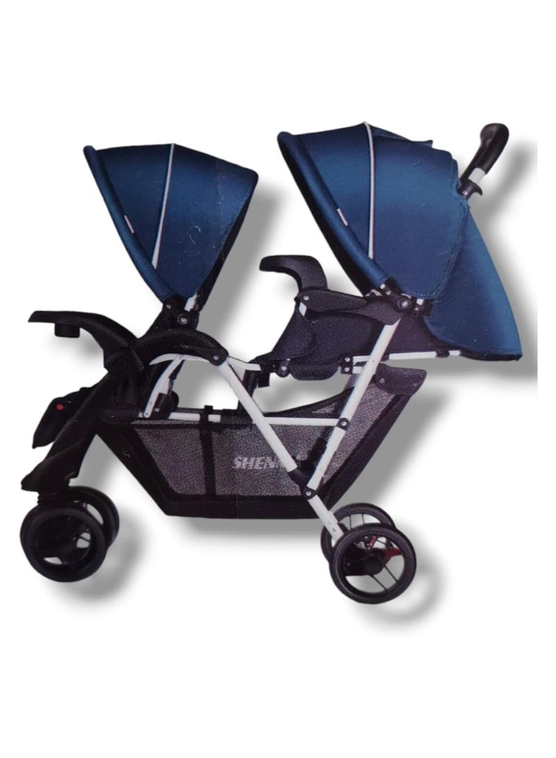 Twin baby Stroller with Canopy, Adjustable Seats, and Large Storage Basket,with food try DARK GREY - Image 4