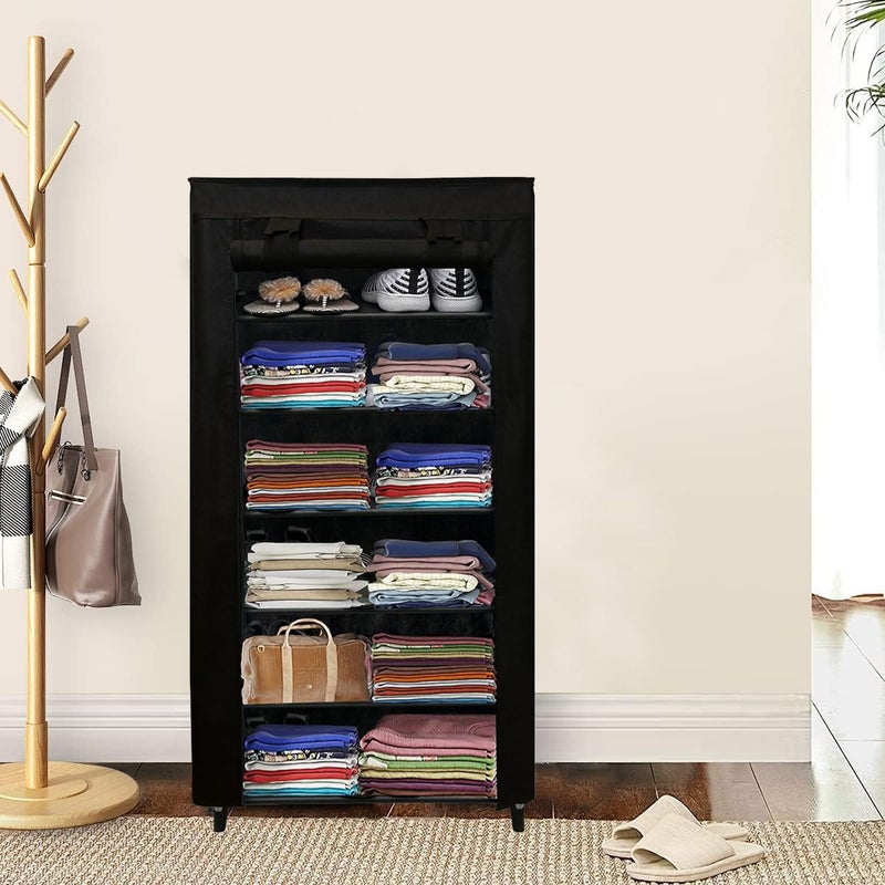 PHILOSHOP PHILOSHOP 6 Layer Black SpaceSaver Collapsible Wardrobe Maximize Your Space with Style - Image 5