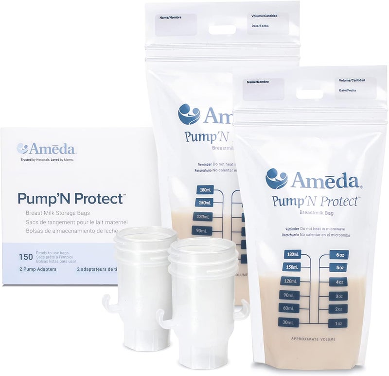 Ameda Pump'N Protect Breastmilk Storage Bag 6oz, 100pc - Image 1