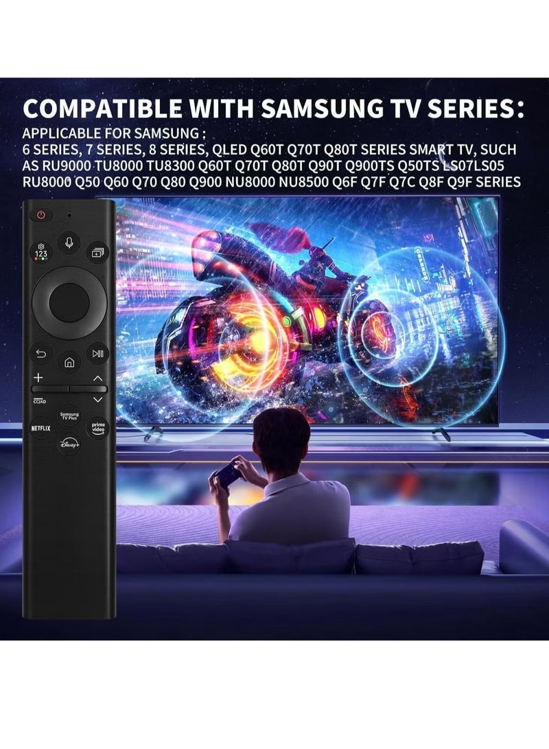 PopZa BN59-01385A Solar Voice Remote for Samsung Smart TVs – USB-C & Solar Rechargeable with Smart Voice Assistant – Compatible with 2021-2023 Neo QLED, The Frame, Crystal 4K & 8K UHD Series – Ergonomic Design (Black) - Image 2