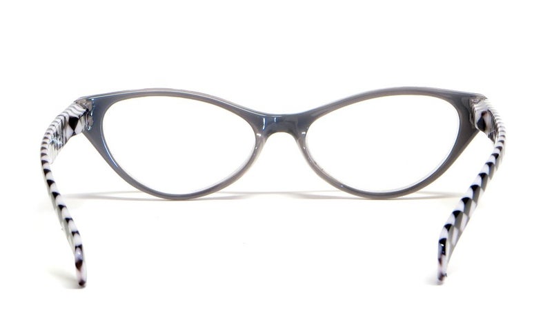 Calabria Emily Cateye Reading Glasses +0.50 Black White Checkers Women Stylish Fashion Eyeglasses Cat Eye Readers - Image 3