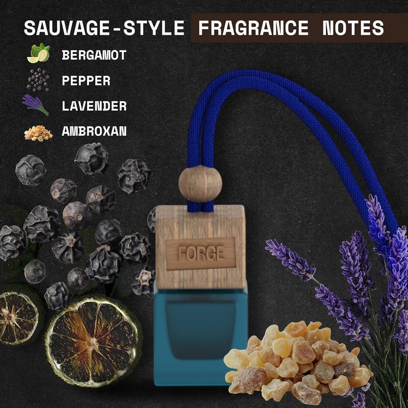 فورج موزع عطر للسيارة سافاج - عطر بريطاني فاخر، رائحة تدوم طويلاً للرجال والنساء، ملحقات سيارة معلقة ومعطر، عطور فاخرة وأساسيات (5 مل (عبوة من 1)، سافاج) - Image 4