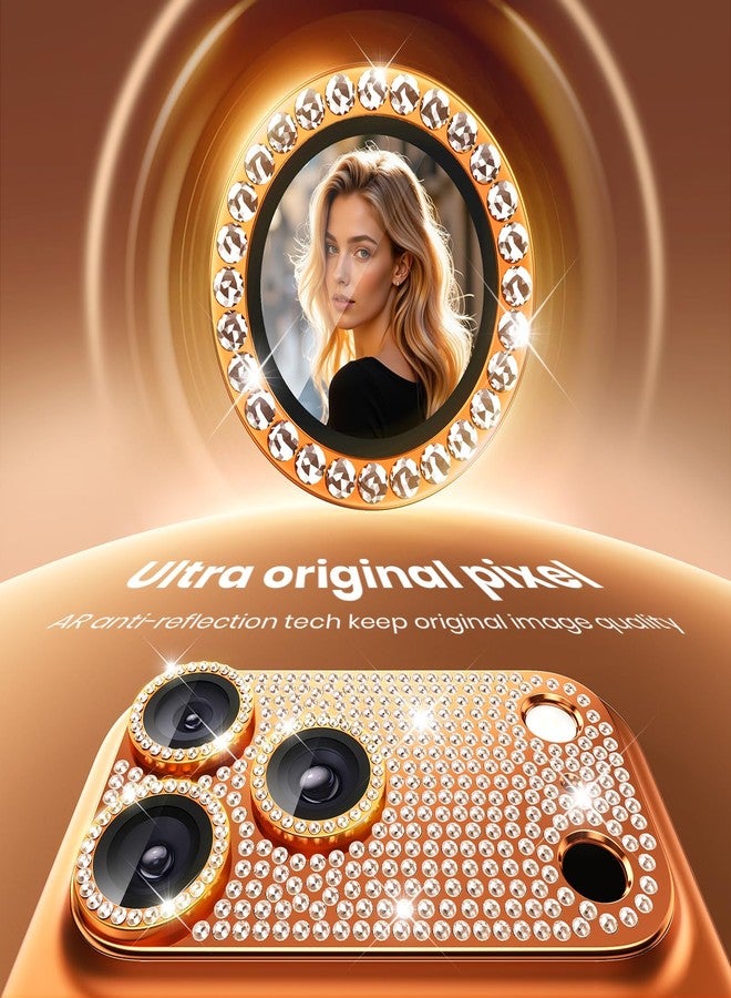 ويسكن واقي عدسة كاميرا WSKEN لهاتف iPhone 17 Pro بتصميم ماسي لامع - [غير قابل للسقوط بسهولة] [امتصاص قوي] ملحقات غطاء شاشة الكاميرا الخلفية من سبائك الألومنيوم المعدنية اللامعة، لون برتقالي كوني - Image 2