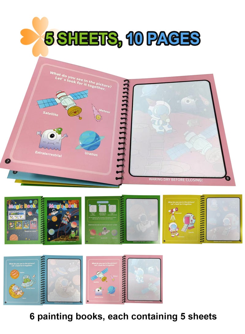 أوربازار [قابلة لإعادة الاستخدام] - صفحات تمتلئ بألوان زاهية عند البلل وتختفي تلقائيًا بعد جفافها من 5 إلى 10 دقائق، ليتمكن الأطفال من الرسم واللعب مجددًا. دفاتر الرسم المائية الممتعة قابلة لإعادة الاستخدام، وليست للاستخدام مرة واحدة. - Image 3