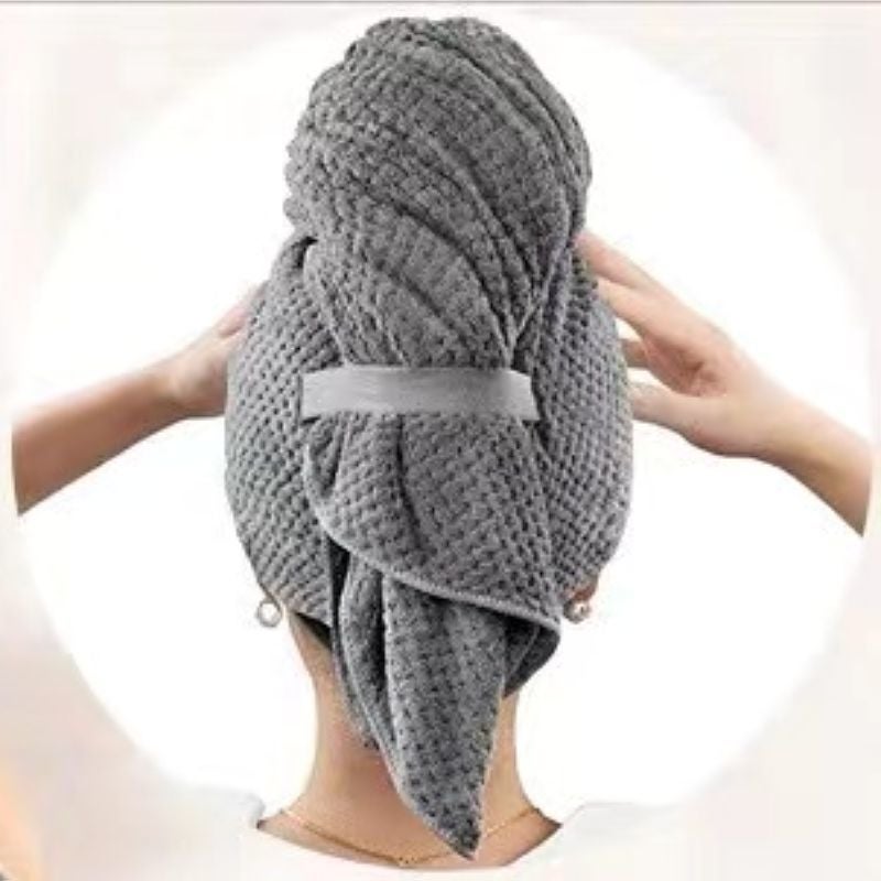 Generic Ultra Long Super Absorbent Non-Shedding Thick Dry Hair Cap Bath Cap for Long Hair Special Use Home Textile Ultra Thin Fiber Advanced Grey 