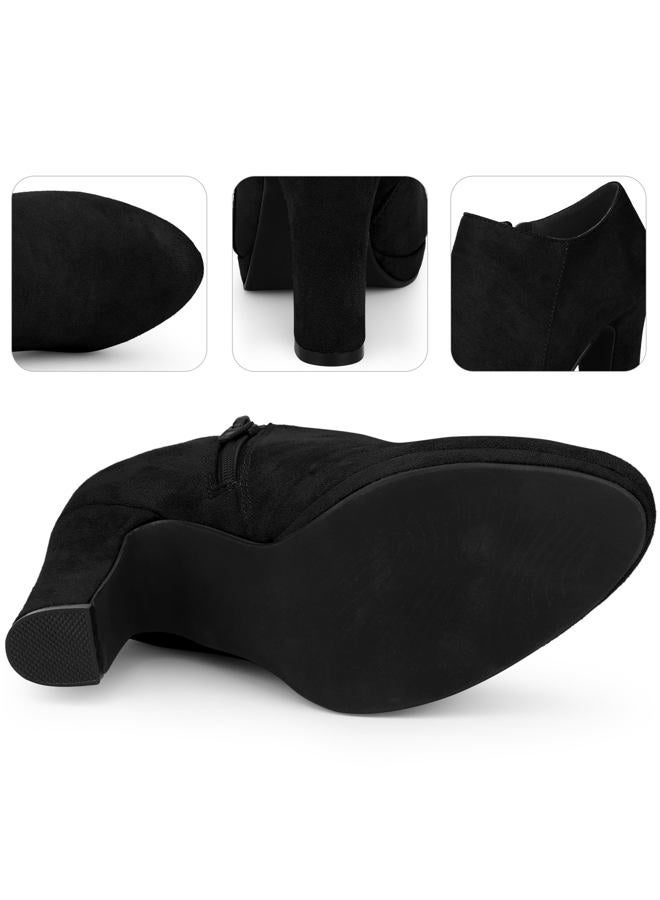 Perphy Round Toe Platform Block Heel Black Ankle Booties for Women 7.5 M US - Image 4