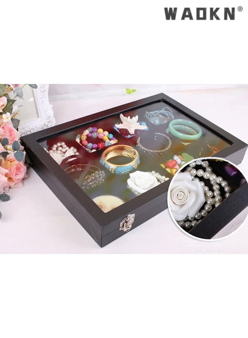 WAOKN Removable Jewelry Tray Showcase Display, Stackable for Earrings, Brooches, Buttons, Rings, and Necklaces, Elegant Black Velvet Organizer with 12 Grids, Ideal for Storage and Travel - Image 4