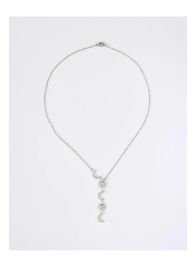 Silver Sun and Moon Model Y Necklace.