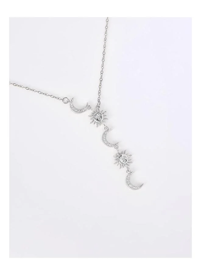 Jimmy Key  Silver Sun and Moon Model Y Necklace. for Women | Best Price UAE