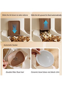 Vparty Gravity Cat Feeder and Water Dispenser, 2 in 1 Automatic Pet Waterer Detachable Ceramic Food Bowls Set Pet Food Storage for Small Dog Puppy Cat Kitten Pet Easy Clean  - Image 4