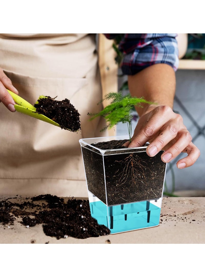 سيوسي Self Watering Pots Set 3 Packs 5/4.1/2.7 Inch Self Watering Pots for Indoor Plants Clear Planter Pot with Deep Reservoir for Plant - Image 5