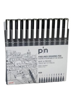 Uni 12-Piece Fineliner Drawing  Pen Set Black  - Image 1