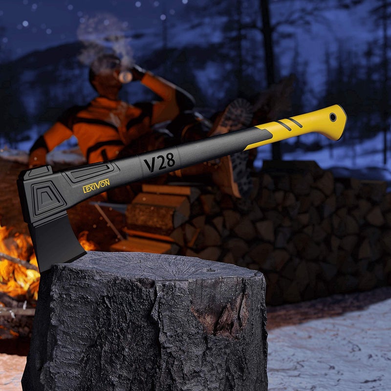 LEXIVON V28 Chopping Axe, 28-Inch Lightweight Fiber-Glass Composite Handle & Ergonomic TPR Grip | Protective Carrying Sheath Included (LX-V28) - Image 5