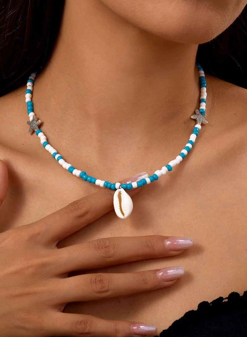 Bohemian style shell necklace for women, fashionable pearl necklace, collar chain