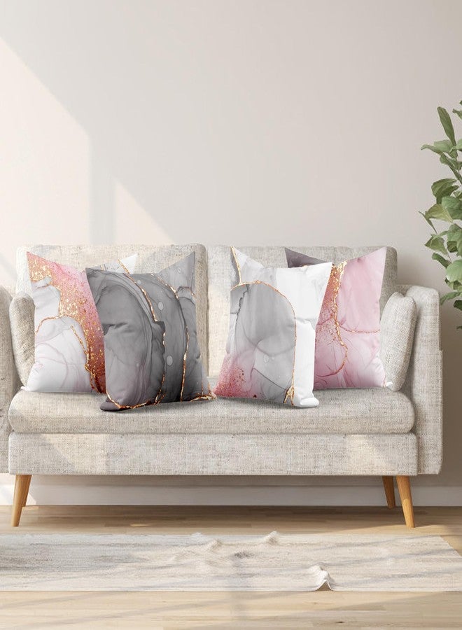 HVEST Pink Marble Pillow Covers 18x18 Set of 4, Gold Grey and White Abstract Marble Textured Throw Pillow Covers Modern Minimalist Decorative Pillows for Home Bed Couch Sofa Decor Pillowcase - Image 3