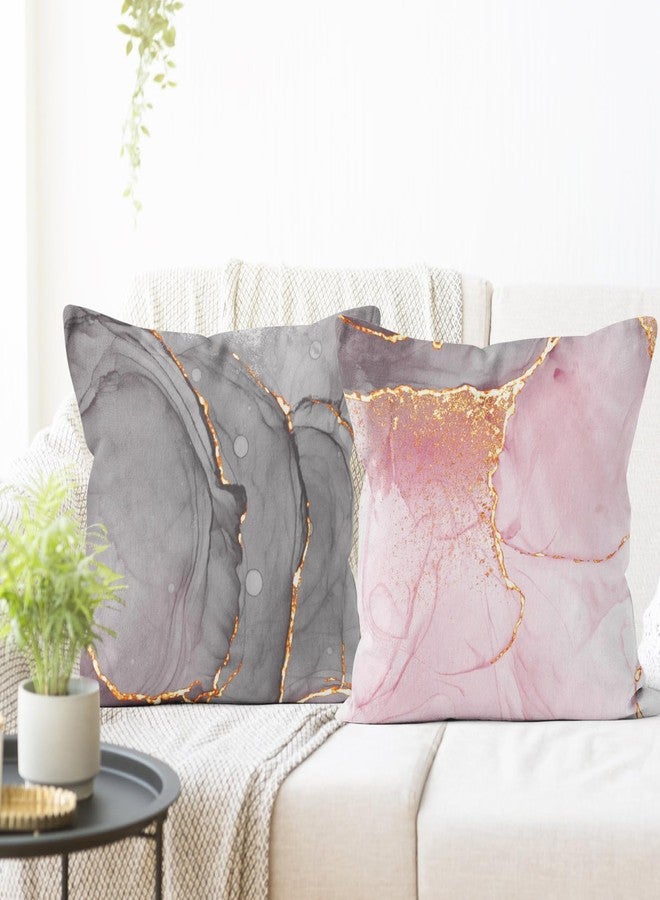 HVEST Pink Marble Pillow Covers 18x18 Set of 4, Gold Grey and White Abstract Marble Textured Throw Pillow Covers Modern Minimalist Decorative Pillows for Home Bed Couch Sofa Decor Pillowcase - Image 4