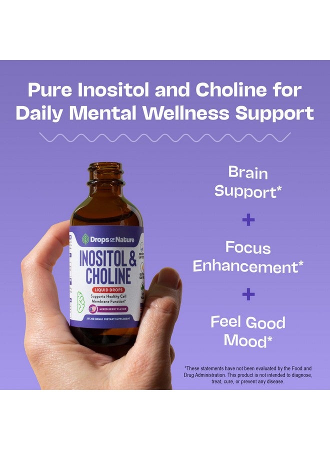 Drops of Nature Inositol & Choline Liquid Drops - Vegan, Non-GMO, Easy-to-Take - Enhanced Absorption Inositol Supplement - Prenatal Vitamins for Women - Supports Cellular Health & Overall Wellness (Mixed Berry, 60ml) - Image 2